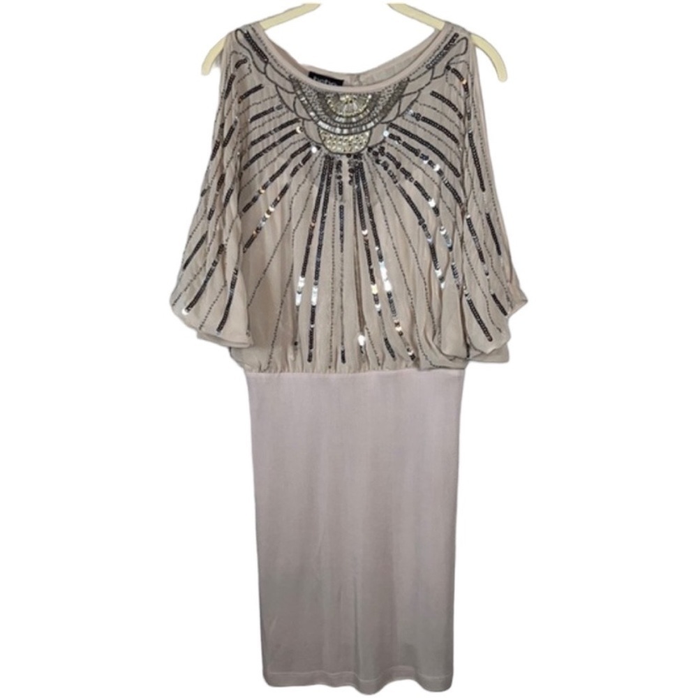 Bebe Sequin Embellished Cold Shoulder Cocktail Dress Size S